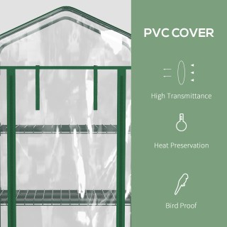 Outsunny Vertical Plant Θερμοκήπιο με 4 Ράφια Ατσάλι και Λευκό PVC,...