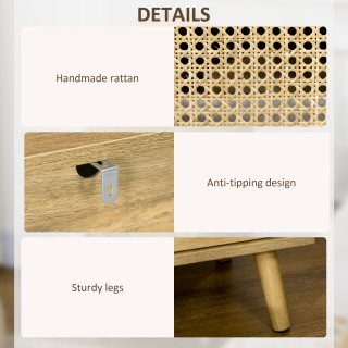 HOMCOM Σετ 2 Μοντέρνα Κομοδίνα με Ντουλάπι και Ανοιχτό Ράφι, σε Νοο...