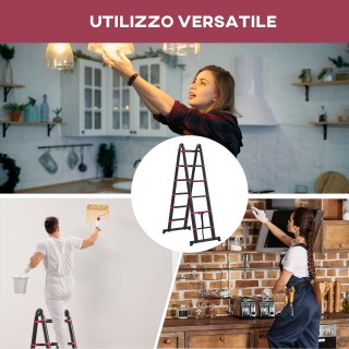 Πτυσσόμενη τηλεσκοπική σκάλα HOMCOM με 12 σκαλοπάτια, από αλουμίνιο... Πτυσσόμενη τηλεσκοπική σκάλα HOMCOM με 12 σκαλοπάτια, από αλουμίνιο...