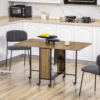 Πτυσσόμενο τραπέζι HOMCOM με 6 ρόδες και ράφι βιομηχανικού στυλ σε ...