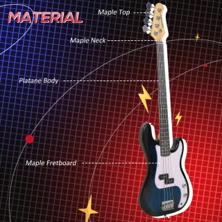 SPORTNOW 4 χορδές ηλεκτρικό μπάσο με ενισχυτή 15W, τσάντα, ιμάντα ώ...