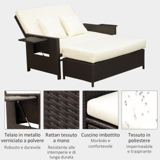 Καναπές κήπου Outsunny με πάγκο για υποπόδιο σε καφέ PE Rattan 130 ... Καναπές κήπου Outsunny με πάγκο για υποπόδιο σε καφέ PE Rattan 130 ...