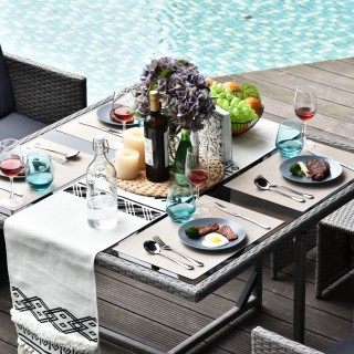 Outsunny Σετ Έπιπλα κήπου εξωτερικού χώρου 9 τεμαχίων Τραπέζι με 4 ...