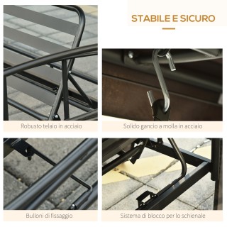 Ανακλινόμενη κουνιστή πολυθρόνα 3 θέσεων Outsunny με κάλυμμα κιόσκι...