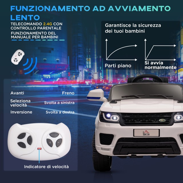 HOMCOM Ηλεκτρικό Αυτοκίνητο για Παιδιά 3-6 Ετών με Τηλεχειριστήριο, LED Φώτα και Κόρνα, από PP και Μέταλλο, 110x68x52 cm, Λευκό
