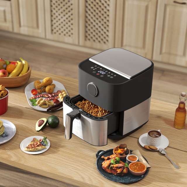 HOMCOM Φριτέζα Αέρος 8L, Air Fryer 1700W με 8 Προγράμματα και Κυκλο...