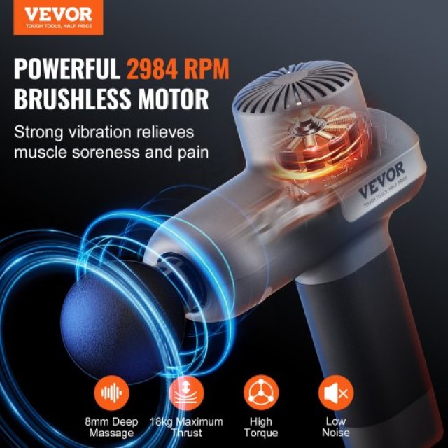 VEVOR Πιστόλι Μασάζ με 5 Ταχύτητες και 6 Κεφαλές  JMQ3000RPMXXD1XC3V9