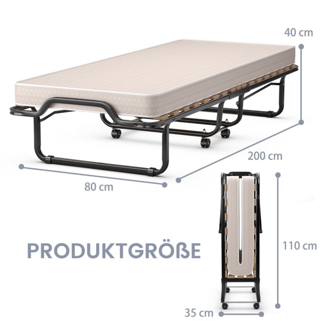Costway  Πτυσσόμενο Κρεβάτι με Στρώμα Memory Foam - Ιδανικό για Επισκέπτες και Γραφείο HW72812