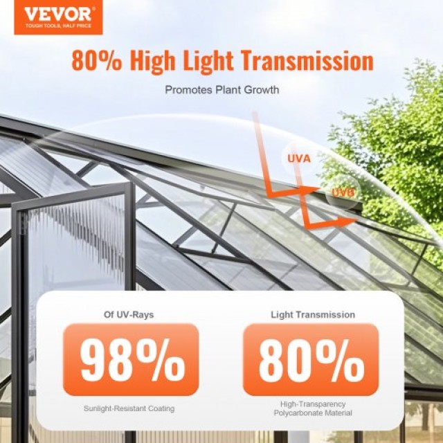 VEVOR  12 Πάνελ Θερμοκηπίου Πολυανθρακικού 2 X 4 X 0.24 Στέγης  SLWDBBSTM4FTVJS2FV0