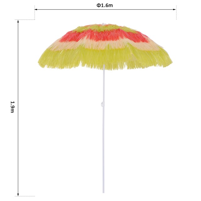 Outsunny Φορητή Χαβανέζικη Ομπρέλα, Στέγαστρο Ø160cm, Αδιάβροχη, Ύψ...