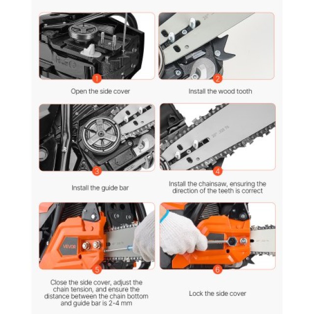 VEVOR Αλυσοπρίονο Βενζίνης 62cc 3.6 HP 20 ιντσών για Κοπή Ξύλου RQL...