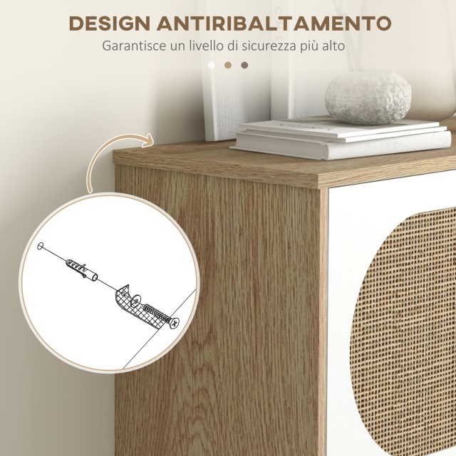 Σχάρα παπουτσιών HOMCOM Boho Style από μπαστούνι, μοριοσανίδες και MDF με 3 ρυθμιζόμενα ράφια για 18 ζεύγη μέγιστο, 60x24x115 cm 837-404V00AK