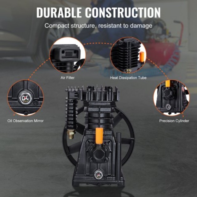 VEVOR  Κεφαλή Αντλίας Αεροσυμπιεστή 3HP 5.8CFM @ 90PSI Δίδυμος Κύλι...