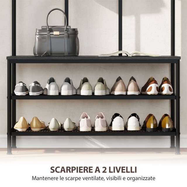 HOMCOM Κρεμάστρα Εισόδου 3 σε 1 με 6 Γάντζους και Πάγκο με Παπουτσο... HOMCOM Κρεμάστρα Εισόδου 3 σε 1 με 6 Γάντζους και Πάγκο με Παπουτσο...