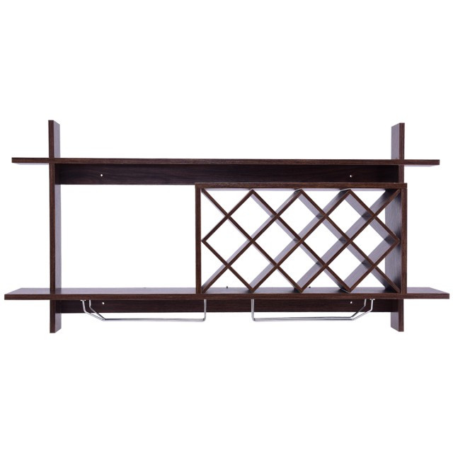 Costway Μαύρο Ράφι Κρασιών με Θήκη για Ποτήρια HW57400BK