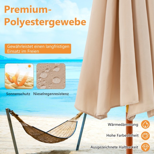 Costway Μεγάλη Ξύλινη Ομπρέλα Κήπου με Πολυεστερικό Σκίαστρο NP10817MS