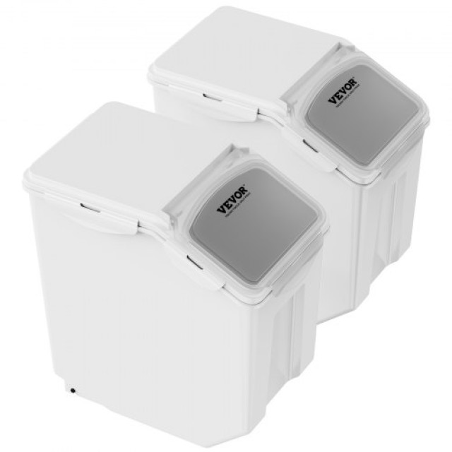 VEVOR  Δοχείο Αποθήκευσης Υλικών 2x15L με Ρόδες & Αεροστεγές Καπάκι, 2τμχ για Τροφή Κατοικιδίων, Ρύζι, Δημητριακά ZMXMX215L2CHMATLFV0