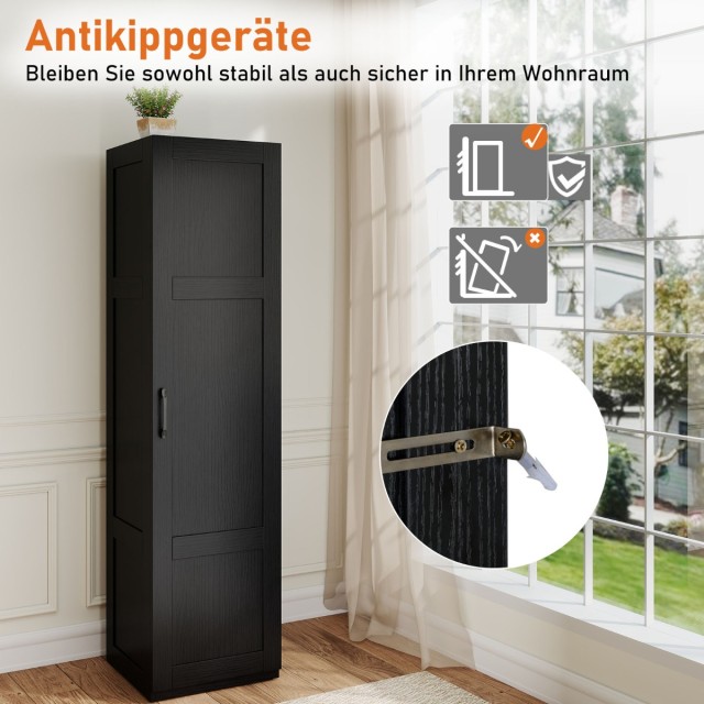 Costway Μαύρο Ελεύθερο Ντουλάπι 4 Επιπέδων με Πόρτα - 150 cm JZ10386DK Costway Μαύρο Ελεύθερο Ντουλάπι 4 Επιπέδων με Πόρτα - 150 cm JZ10386DK