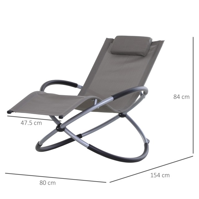 Κουνιστή πολυθρόνα Outsunny σε γκρι Texilene Zero-Gravity 154x80x84cm 84A-079GY