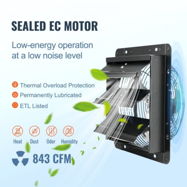VEVOR Ανεμιστήρας Εξαερισμού Τοίχου 254mm με Τηλεχειριστήριο EC  BY...