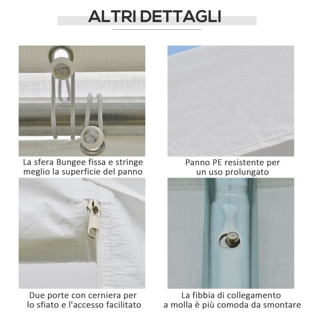 Outsunny Κιόσκι Κήπου 6x3 μ με Πλευρικά Παράθυρα, 3 Δωμάτια και Πόρτες με Μεντεσέδες, Λευκό 84C-206