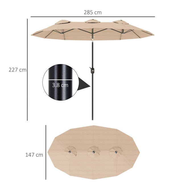 Outsunny Διπλή Ομπρέλα Κλίσης 45° με Μανιβέλα και Αεραγωγούς, από Α...