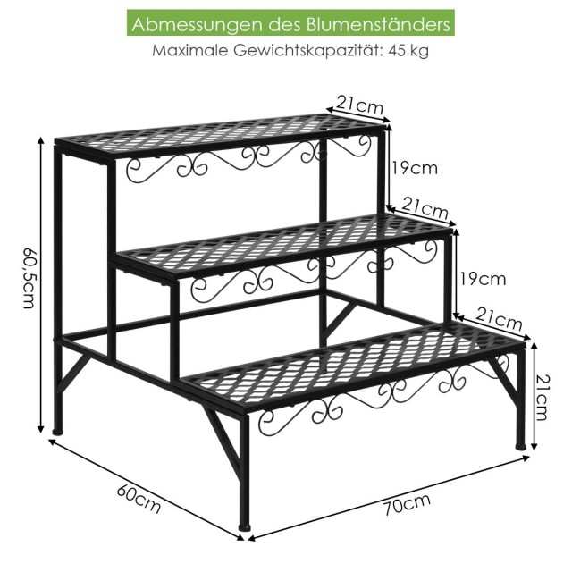Costway  Μεταλλική Βάση Φυτών 3 Επιπέδων 70 x 60 x 60 εκ Μαύρη GT3527 Costway  Μεταλλική Βάση Φυτών 3 Επιπέδων 70 x 60 x 60 εκ Μαύρη GT3527