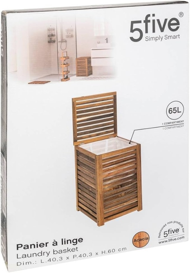 5Five Simply Smart  Καλάθι για άπλυτα Blackacia 65l από Ακάκια 40,3x40,3x60 εκ  204901