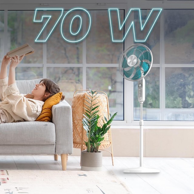 Ανεμιστήρας Δαπέδου 70W με 4 Ταχύτητες, Χρονοδιακόπτη, Αυτόματη Περιστροφή & Ύψος έως 130 cm Λευκό CEC-08300 Cecotec