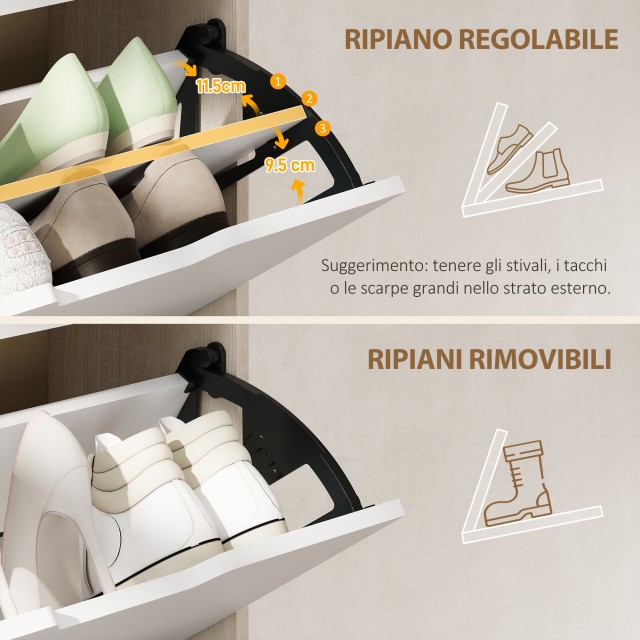 HOMCOM Συμπαγής Παπουτσοθήκη Slim με 4 Συρτάρια για 20 Ζευγάρια Παπ...
