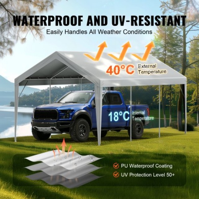 Αντικατάσταση Καλύμματος Carport VEVOR 10x20 ft, Αδιάβροχο & UV Προστατευμένο, Γκρι (Μόνο Κάλυμμα)  CKPB10X20FTH2ELL4V0