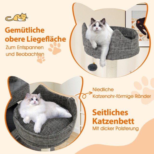 Costway Γκρι Γατόδεντρο 180 εκ. με Στύλο, Sisal Επιφάνεια, Σκάλα κα...