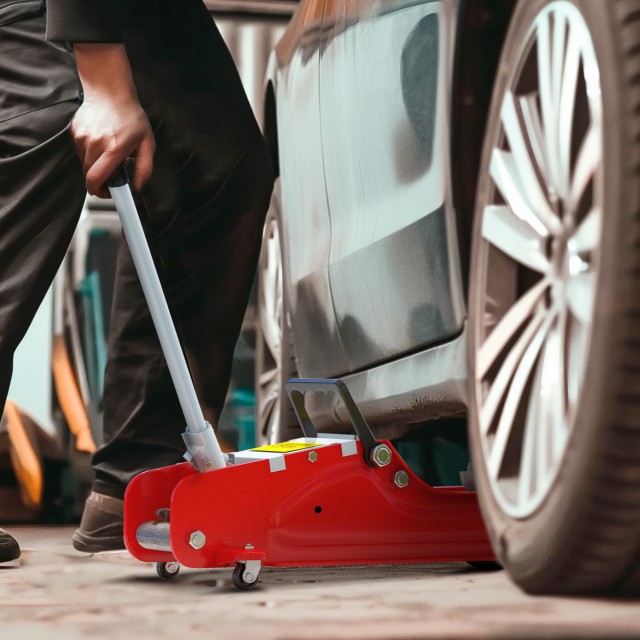 HOMCOM Χαμηλός Υδραυλικός Γρύλος με Ανύψωση 8-38cm Ενισχυμένο Ατσάλ...