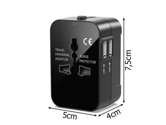 Verk Group Παγκόσμιος Αντάπτορας με Δύο Θύρες USB για UK, USA, EU, ...