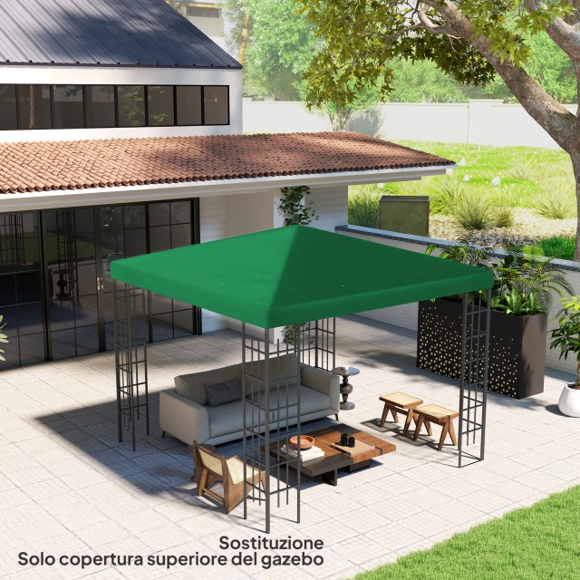 Outsunny Κάλυμμα Κιόσκι Κήπου 3x3 m από Ύφασμα Oxford 600D με Οπές ...