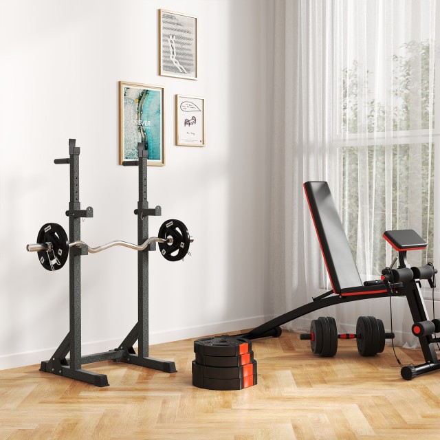 SPORTNOW  Σετ Βαρών με 2 Δίσκους των 10 κιλών και 2 Δίσκους των 5 κιλών από Πολυπροπυλένιο και Άμμο, Ø34x6 εκ. και Ø27x4.5 εκ., Μαύρο  A91-364V02BK