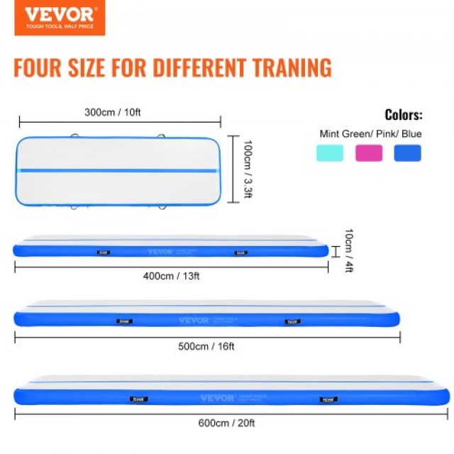 VEVOR  16FT Φουσκωτό Στρώμα Γυμναστικής με Αντλία ZFXKKFQD16FTKBFEOV2