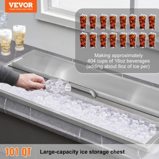 VEVOR  Ανοξείδωτο Εντοιχιζόμενο Ψυγείο 36x18x14 με Καπάκι  QRSCBCHG36LXMW0W0V0