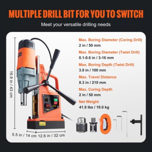 Φορητό Μαγνητικό Δράπανο VEVOR 1550W 500RPM  CLZDPMHZK50MM4XYRV2