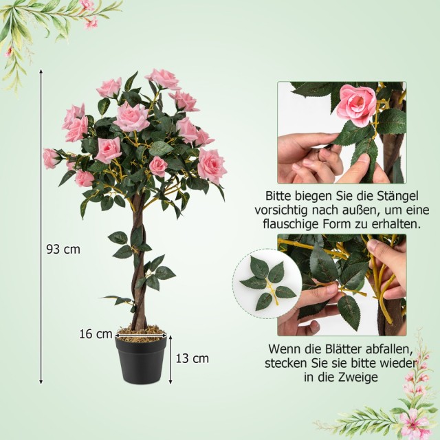 Costway Εντυπωσιακός Τεχνητός Ροζ Ροδόδεντρος 93 εκ. με 21 Τριαντά... Costway Εντυπωσιακός Τεχνητός Ροζ Ροδόδεντρος 93 εκ. με 21 Τριαντά...