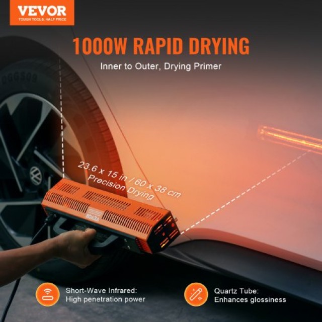 VEVOR Φορητή Λάμπα Υπέρυθρης Ωρίμανσης Χρώματος 1000W για Στέγνωμα ...