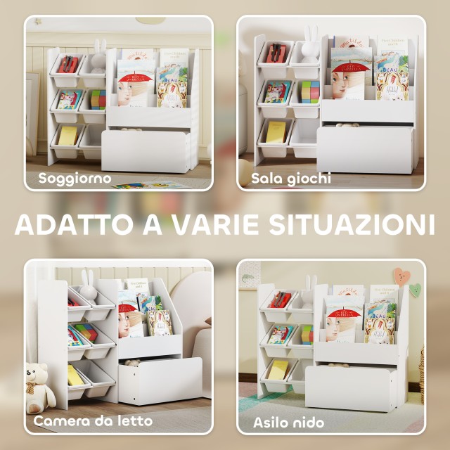 AIYAPLAY Ράφι Αποθήκευσης Παιχνιδιών με 6 Καλάθια, 3 Ράφια και Κάτω...