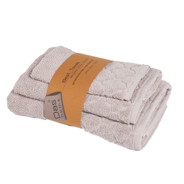 DAS HOME Σετ Πετσέτες 3τμχ Best 0790 Γκρι 530708180790
