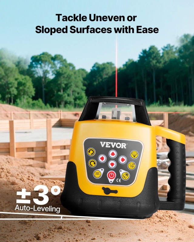 VEVOR Σετ Ροταριακού Λέιζερ με Κόκκινη Δέσμη 300μ, Ρυθμιζόμενη Κλίσ...