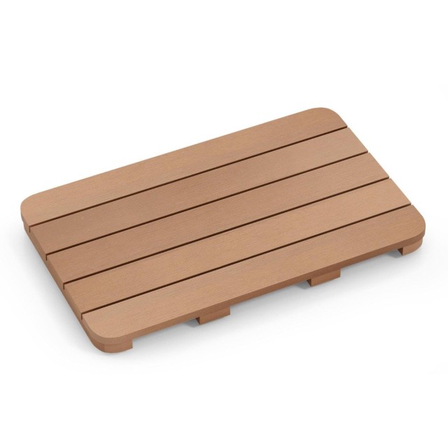 Costway χαλάκι τουαλέτας 60 x 48 cm από Hips ξύλινο σχέδιο, χαλάκι μπάνιου ανθεκτικό έως 150kg, καφέ, ανθεκτικό στη διάβρωση, χωρίς σκουριά, μακράς διάρκειας. BA8031CF