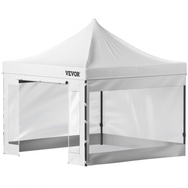 VEVOR  10x10 Πτυσσόμενη Τέντα με Αφαιρούμενα Πλευρικά και Τροχήλατη Τσάντα, Λευκή DCSLTZP1010FTX08HV0