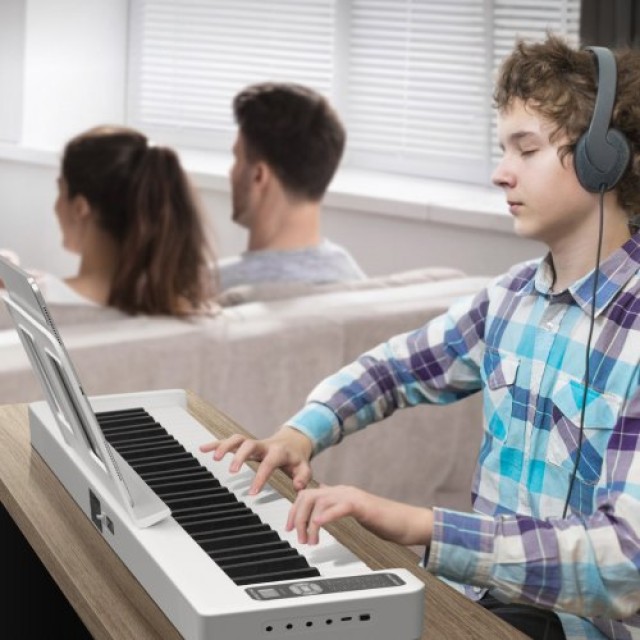 Φορητό Πιάνο 61 Πλήκτρων VEVOR με Bluetooth MIDI Λευκό  ZDSMGQ61JBSW9CBHXV9