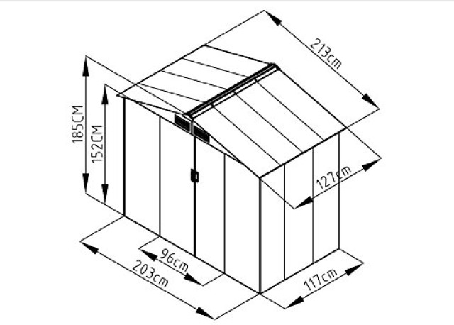 Costway Μεταλλικό Σπιτάκι Κήπου 213x127x185 cm με Ανθεκτική Κατασκευή και Δύο Συρόμενες Πόρτες GT2989GR+