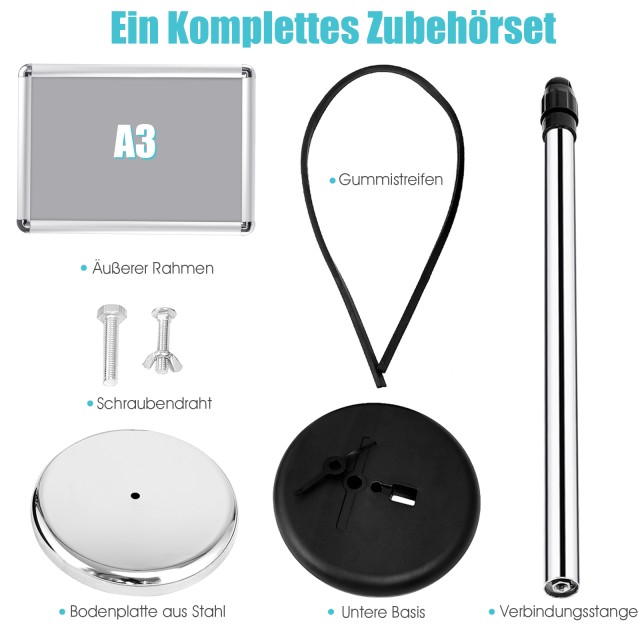 Costway Σετ 2 Ρυθμιζόμενες Βάσεις Πινακίδων Α3 με Περιστροφή Ασημί ...