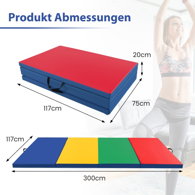 Costway Πτυσσόμενο Στρώμα Γυμναστικής 300 x 117 x 5 cm με Χερούλια ... Costway Πτυσσόμενο Στρώμα Γυμναστικής 300 x 117 x 5 cm με Χερούλια ...